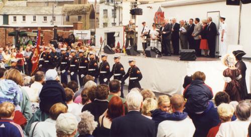 crowd gathers for the ceremony