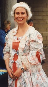 young woman in lace trimmed dress