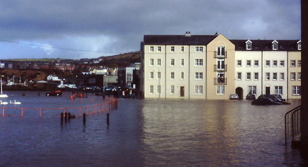 Whitehaven harbour in 1997 flood