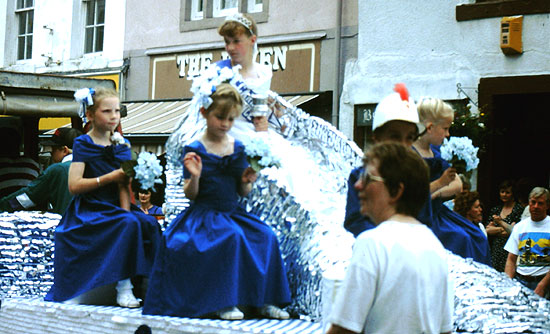 Queen on float in Whitehaven procession