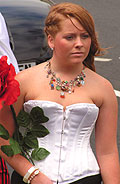 Fashion model in white bodice