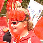 woman with red sunglasses