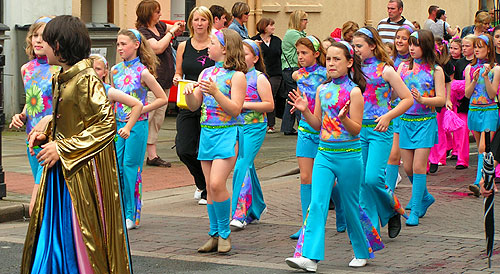 Cowper's dancers in blue flower power costumes