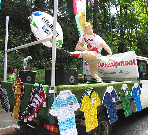Rugby themed carnival float