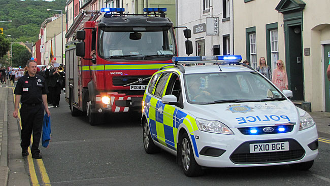 fire engine leads the parade