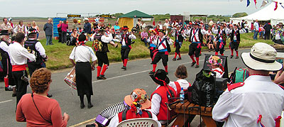 Colourful morrismen at the charter fair