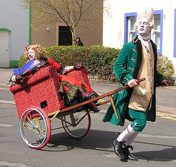 Dandy pulling his Lady in cart