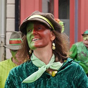 face-painted morris woman