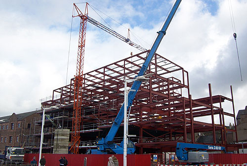 Jib crane working on Whitehaven harbourside flats 