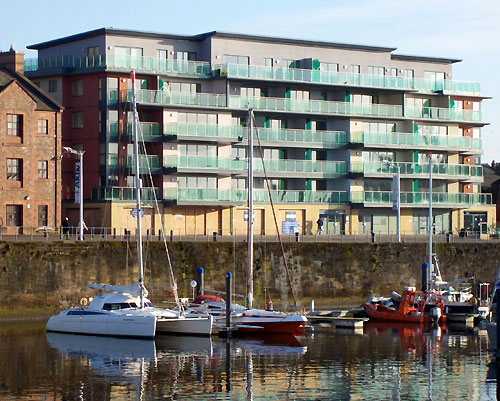 Queens dock overlloked by the new flats