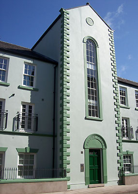 Stair tower with arched window