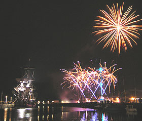 The sky above Endeavour lit up with star bursts