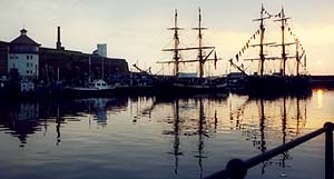 Tall ships in the sunset