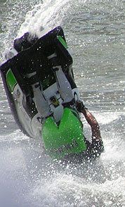 Jetski somersaults upside down