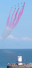 Red Arrows - approach over North pier lighthouse
