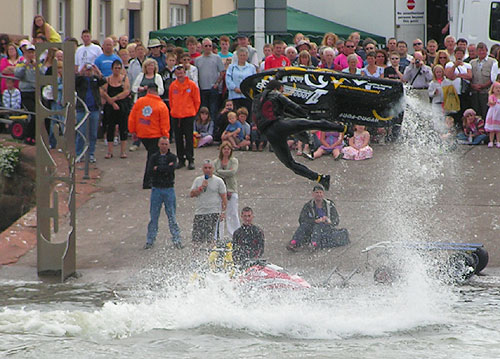 High flying jet ski in front of the C2C sculpture