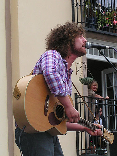 Adam Amor singing at Whitehaven Festival