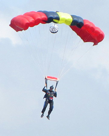 parachute descends