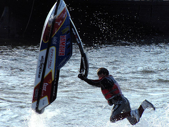 Hanging on to the jet ski