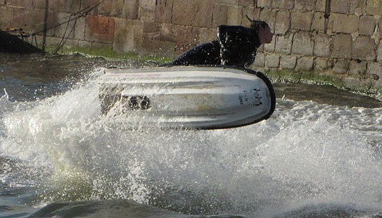 Hurtling towards the harbour wall