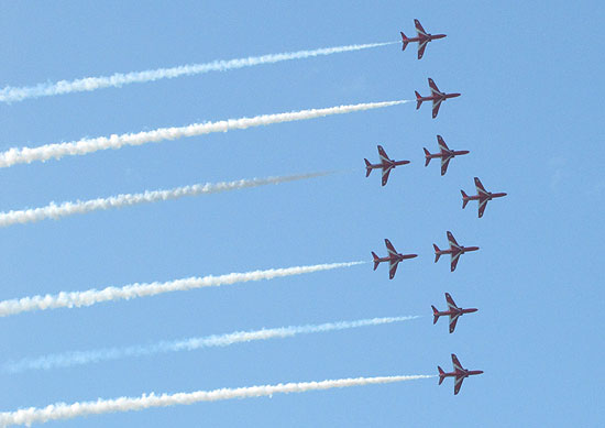 Red Arrows in phoenix shape