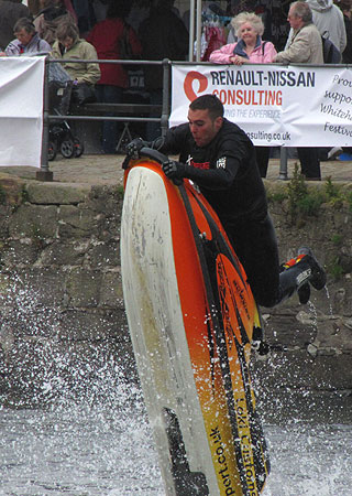 hanging on to point of jetski hull