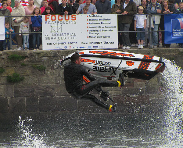 Jet-Ski stunt with amazed crowd