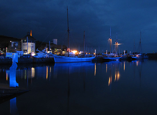 Tall Ships at night in Whitehaven harbour