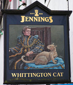 Whittington Cat painted sign