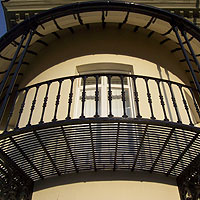 decorative arced balcony - click for answer