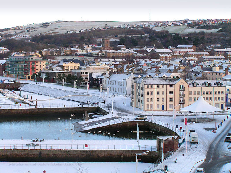 Harbour Front Whitehaven in snow