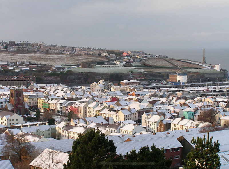 Whitehaven Town Centre with snow