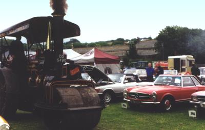 Fowler steam engine passing Mercedes club section