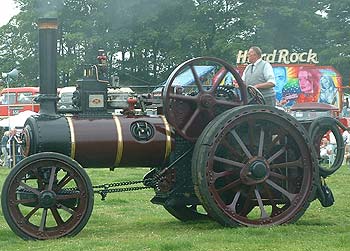 Traction engine driving across the show field