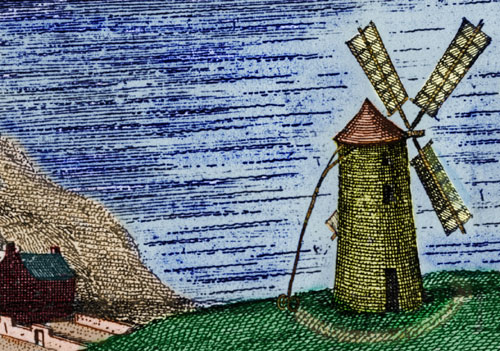Windmill engraved from the Matthias Read painting of Whitehaven